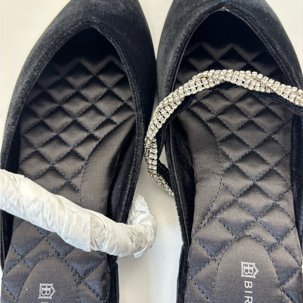 Birdies Black Velvet Mules with Rhinestone Accent - Picture 10 of 11